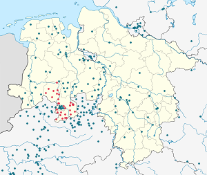 Latvijas karte Landkreis Osnabrück ar atzīmēm katram atbalstītājam 