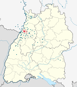 Kart over Karlsruhe med markører for hver supporter