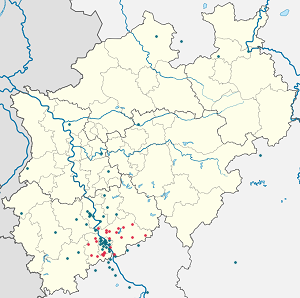 Carte de Arrondissement de Rhin-Sieg avec des marqueurs pour chaque supporter