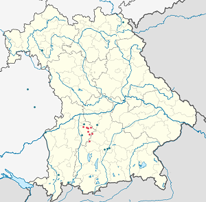 Map of Aichach-Friedberg with markings for the individual supporters