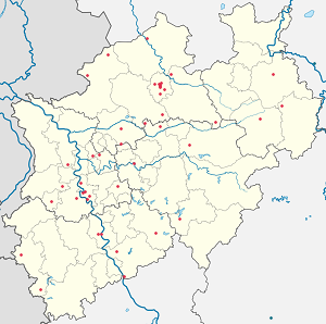 A(z) Észak-Rajna-Vesztfália térképe címkékkel minden támogató számára