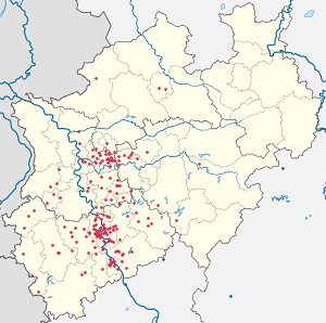 Mapa mesta Severné Porýnie-Vestfálsko so značkami pre jednotlivých podporovateľov
