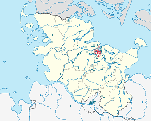 Mapa města Kiel se značkami pro každého podporovatele 