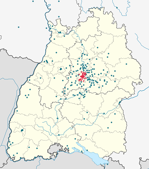 Zemljevid Stuttgart z oznakami za vsakega navijača