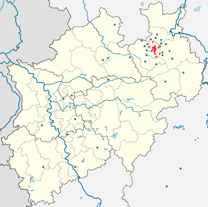 Kaart van Bielefeld met markeringen voor elke ondertekenaar