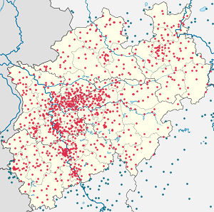 Karte von Nordrhein-Westfalen mit Markierungen für die einzelnen Unterstützenden