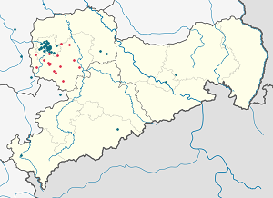 Әрбір қолдаушы үшін маркерлері бар Landkreis Leipzig картасы