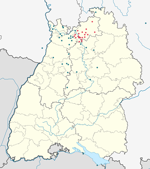 Kort over Neckar-Odenwald-Kreis med tags til hver supporter 
