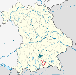 Mapa Powiat Miesbach ze znacznikami dla każdego kibica