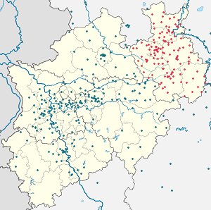 Detmoldin hallintopiiri kartta tunnisteilla jokaiselle kannattajalle