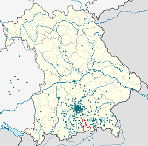 Karte von Landkreis Miesbach mit Markierungen für die einzelnen Unterstützenden