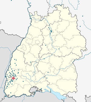 Karte von Freiburg im Breisgau mit Markierungen für die einzelnen Unterstützenden