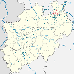 Karte von Kreis Herford mit Markierungen für die einzelnen Unterstützenden