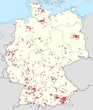 Mapa mesta Nemecko so značkami pre jednotlivých podporovateľov