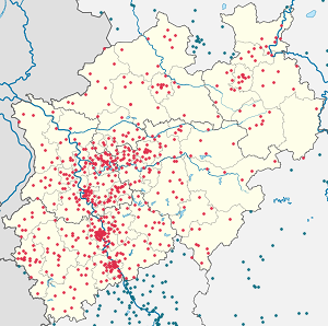 Karte von Nordrhein-Westfalen mit Markierungen für die einzelnen Unterstützenden