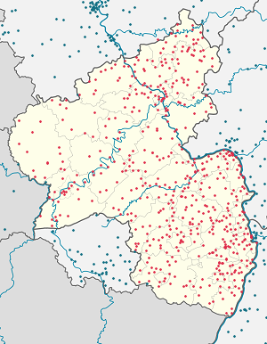 Әрбір қолдаушы үшін маркерлері бар Rheinland-Pfalz картасы