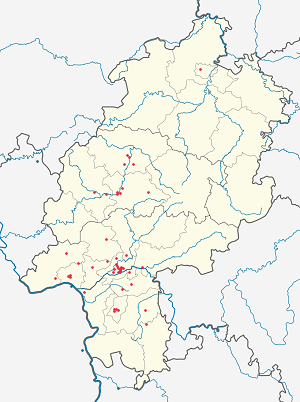 Mapa mesta Hesensko so značkami pre jednotlivých podporovateľov