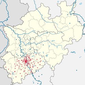 Kort over Köln med tags til hver supporter 