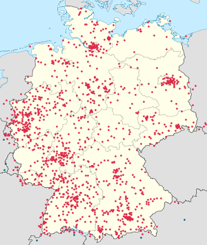 Kaart van Deutschland met merkers vir elke ondersteuner