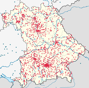 A(z) Bajorország térképe címkékkel minden támogató számára