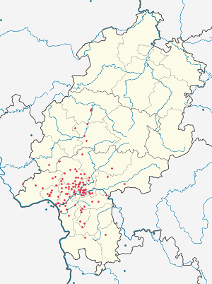 Zemljevid Hessen z oznakami za vsakega podpornika