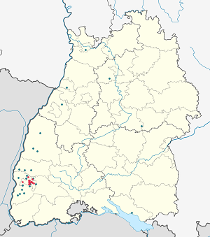 Map of Freiburg im Breisgau with markings for the individual supporters