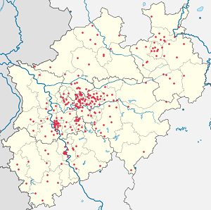 Karta över Nordrhein-Westfalen med taggar för varje stödjare