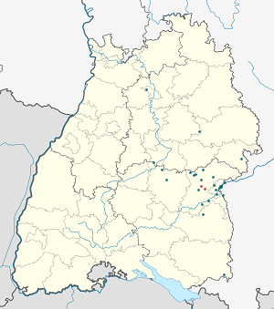 Mapa mesta Blaubeuren so značkami pre jednotlivých podporovateľov