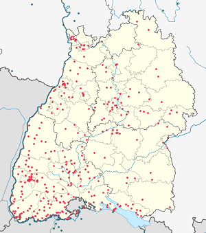 Map of Baden-Württemberg with markings for the individual supporters
