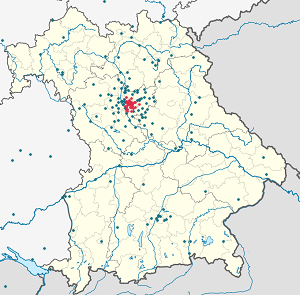 Map of Nuremberg with markings for the individual supporters