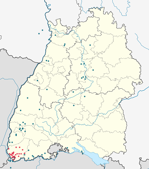 Karte von Landkreis Lörrach mit Markierungen für die einzelnen Unterstützenden