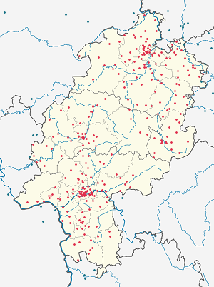 Karte von Hessen mit Markierungen für die einzelnen Unterstützenden
