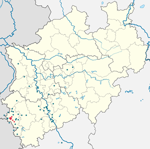 Kort over Aachen med tags til hver supporter 