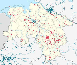 Biresyel destekçiler için işaretli Aşağı Saksonya haritası