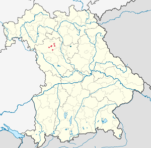 Mapa Powiat Neustadt an der Aisch-Bad Windsheim ze znacznikami dla każdego kibica