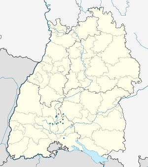 Mapa města Dietingen se značkami pro každého podporovatele 