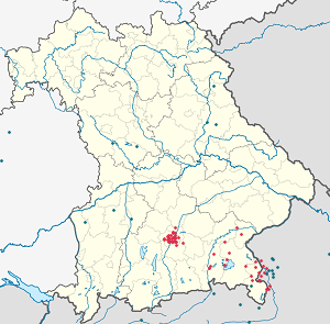 Mapa města Horní Bavorsko se značkami pro každého podporovatele 