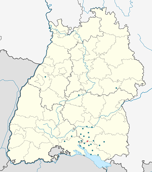 Mapa města Herdwangen-Schönach se značkami pro každého podporovatele 