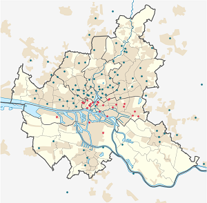 Map of Hamburg-Mitte with markings for the individual supporters