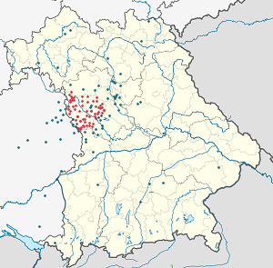 Map of Ansbach with markings for the individual supporters