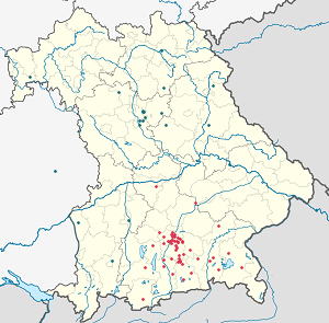 Kort over Oberbayern med tags til hver supporter 