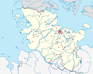 Schleswig-Holstein kartta tunnisteilla jokaiselle kannattajalle