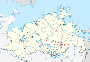 Mapa Powiat Mecklenburgische Seenplatte ze znacznikami dla każdego kibica