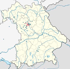 Karta över Landkreis Fürth med taggar för varje stödjare