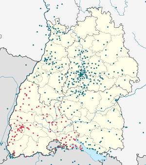 Freiburgin hallintopiiri kartta tunnisteilla jokaiselle kannattajalle