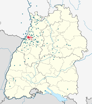 Map of Karlsruhe with markings for the individual supporters