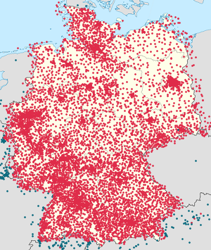 Mapa de Alemanha com marcações de cada apoiante