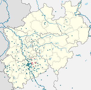 Kaart van Rheinisch-Bergischer Kreis met markeringen voor elke ondertekenaar