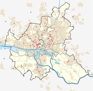 Mapa mesta Hamburg so značkami pre jednotlivých podporovateľov